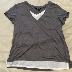 Style & Co. Charcoal and White Layered Short Sleeve Tee